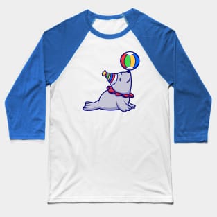 Cute Seal Circus Playing Ball Cartoon Baseball T-Shirt